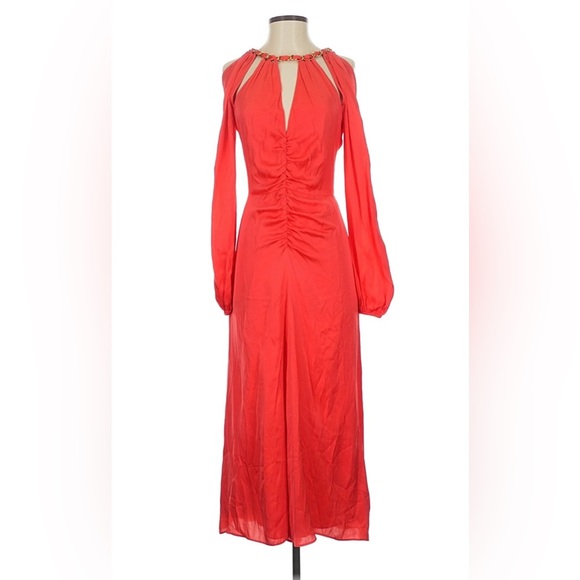 Veronica Beard “Fayla” Red Ruched Cutout Midi Dress ~ Sz 0 - Picture 3 of 8